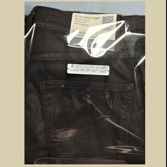 DL1961 Emile black Straight Ultimate knit Ultra High- Rise Vintage 31" Jeans - Picture 16 of 16
